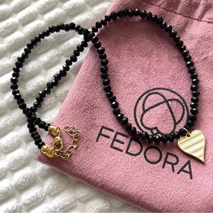 Black Spinel Gemstone Necklace Heart charm, Spinel Bead Necklace|Heart Necklace